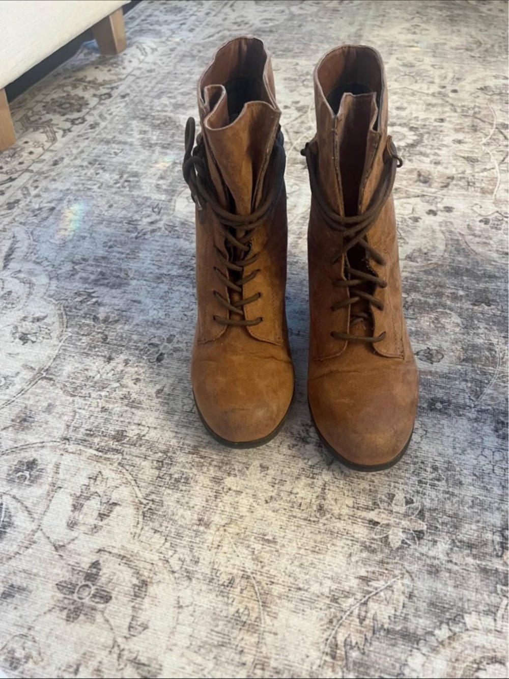 Women's Brown Lace-Up Ankle Boots